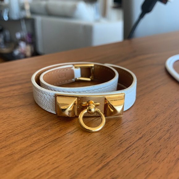 Hermes Jewelry - Rivale Double Tour bracelet in White/Gold
